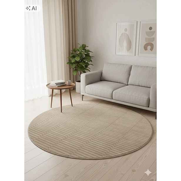 Koberec kulatý do obývacího pokoje 160 cm, vícebarevný, měkké štětiny, plyšový