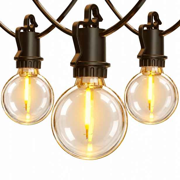 Led zahradní girlanda 8,8 m žárovky G40 teplá bílá IP54 terasa balkon 12+1