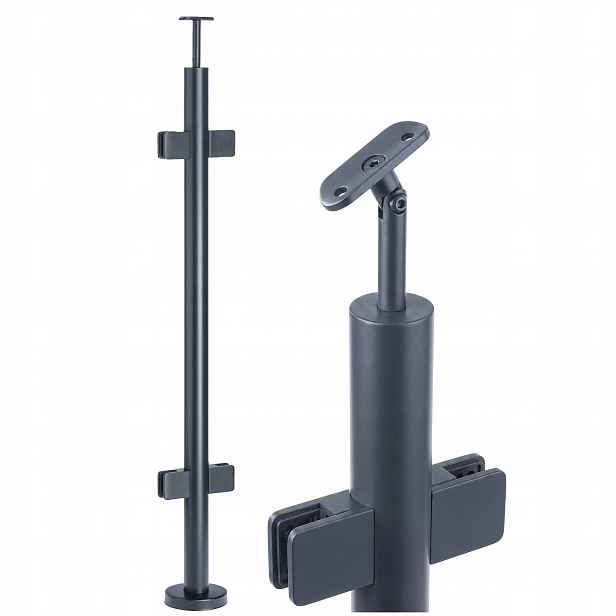 Průchozí sloupek skleněného zábradlí 110 cm kulatý o průměru 42 mm Antracit Loft