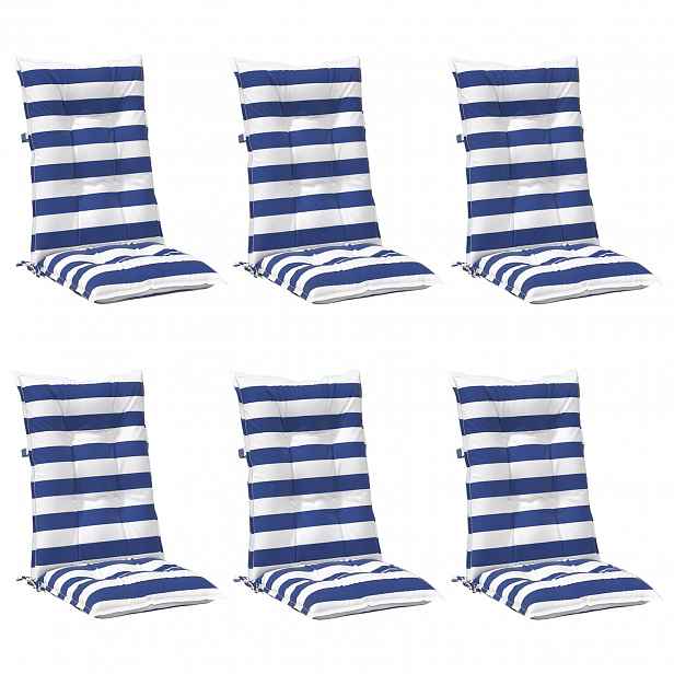 vidaXL Venkovní polštář 6 ks Textil Modrá a bílá 120 x 50 x 7 cm