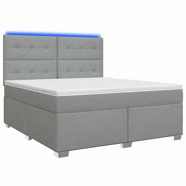 vidaXL Postel boxspring s matrací Světle šedá 180 x 200 cm Textil