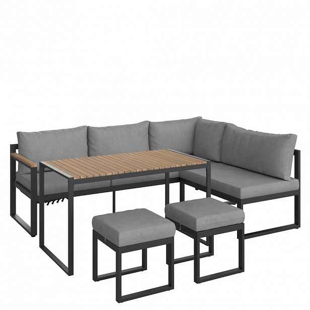 Ambia Garden ZAHRADNÍ SEDACÍ SOUPRAVA dřevo, kov, textil