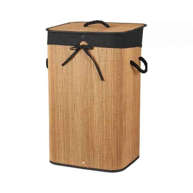 Koš na prádlo 60 cm, bambus/černá