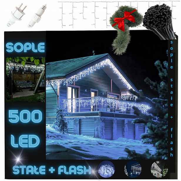 Rampouchy 500 Led Venkovní Osvětlení IP44 Pevná Flash Světelný Závěs Sada