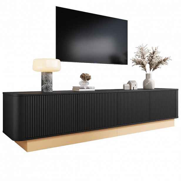 STILVORA TV SKŘÍŇ v černé barvě TV skříňka s nastavitelnými policemi, B200/T40/H47,5cm