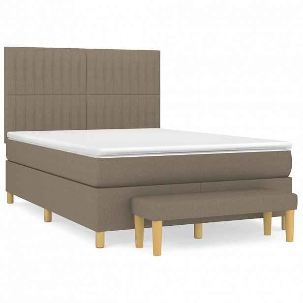 vidaXL Box spring postel s matrací taupe 140x190 cm textil