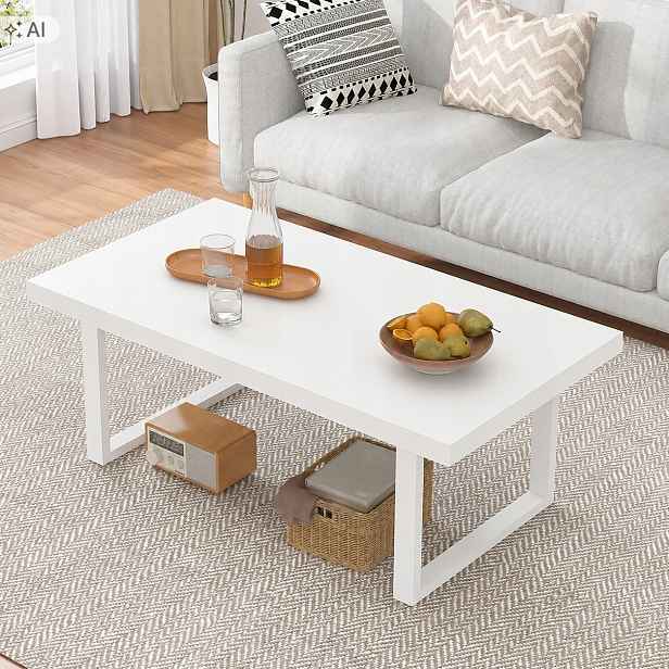 Ibf Kávový Stůl Lavička Do Obývacího Pokoje Bílá 120 x 60 x 46,5 CM