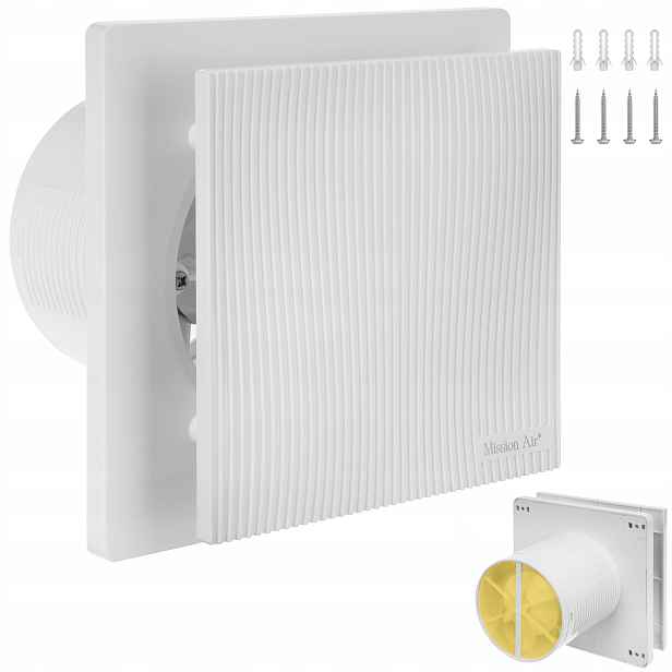 Koupelnový Ventilátor Mission Air Linea 120 Ht Bílý Higrostat Timer Klapka