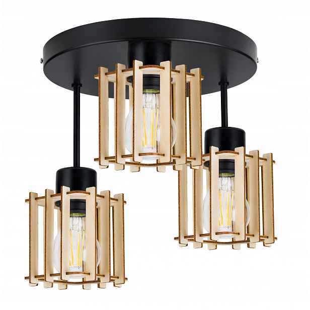 Lampa Stropní Svítidlo lustr Vysoký strop Kostka Dřevo