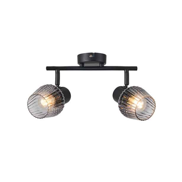 MITURA lampa sufitowa czarny 2x40W E27 klosz dymiony