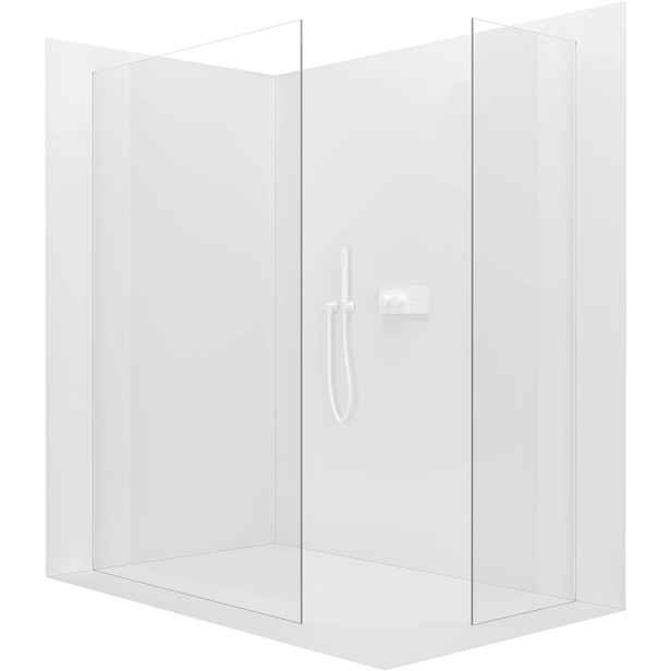 Sprchová zástěna Walk-in Crystal T L/P - 8 mm - bezvzpěrový systém - bílá matná, transparentní sklo - 60x50x200 cm