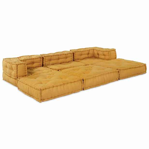 vidaXL Modulová pohovka Textil Žlutá 210 x 70 x 56 cm