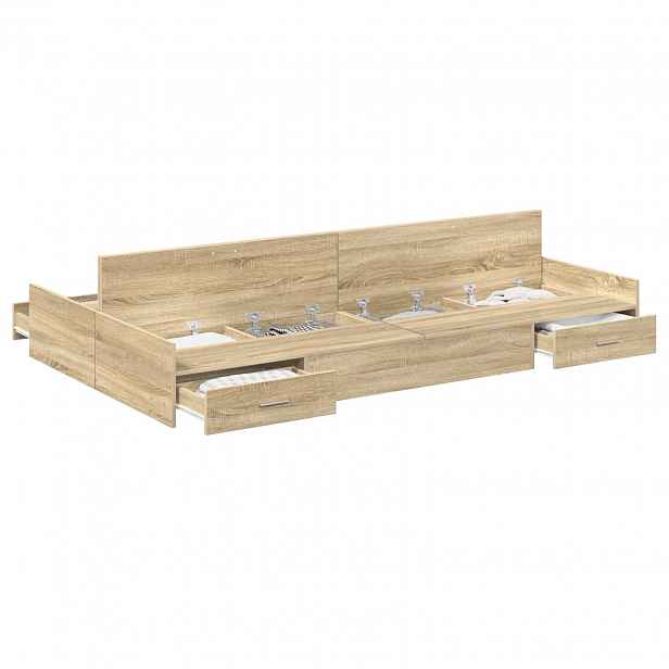 vidaXL Rám postele s úložným prostorem s čelo Sonoma dub 120 x 190 cm