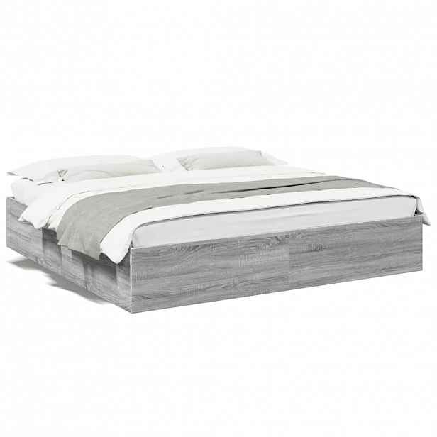 vidaXL Rám postele šedý sonoma 200 x 200 cm kompozitní dřevo
