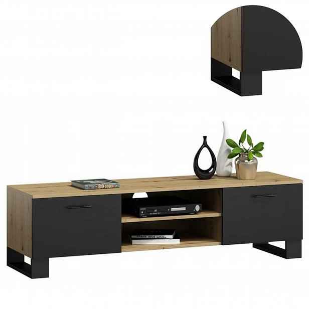Rtv skříňka Klara 150 cm artisan-černý stolek pod televizor, prostorná komoda