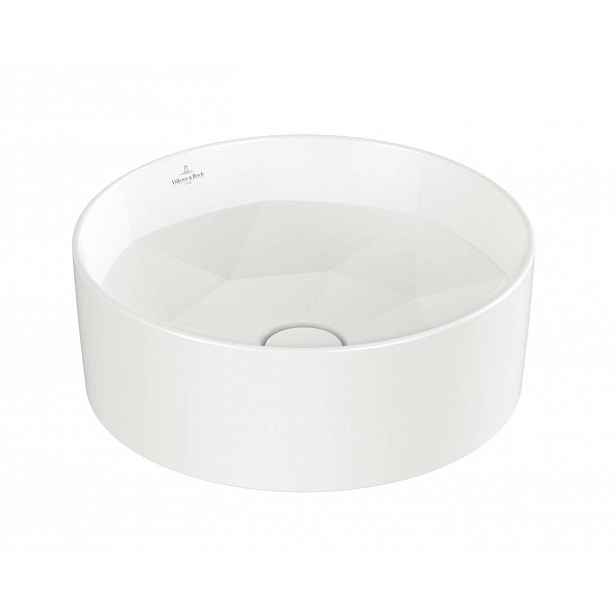 Villeroy & Boch Octagon - Umyvadlo na desku, průměr 42 cm, bez přepadu, bez otvoru pro baterii, CeramicPlus, Stone White 5A5640RW