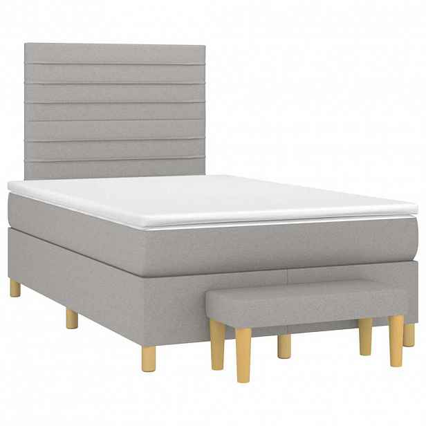 vidaXL Box spring postel s matrací světle šedá 120x190 cm textil