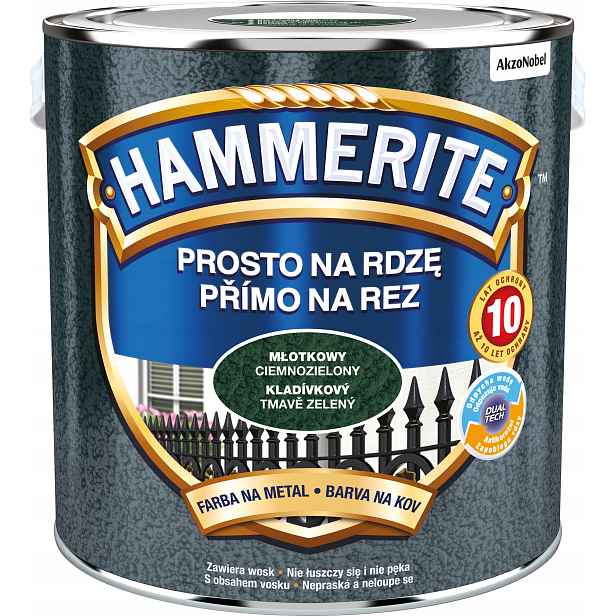 Hammerite Přímo Na Rzi Tmavě Zelená Kovová Struktura 2,5L