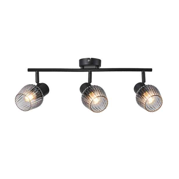 MITURA lampa sufitowa czarny 3x40W E27 klosz dymiony