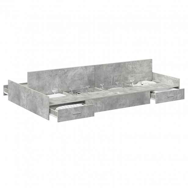 vidaXL Rám postele s úložným prostorem Betonově šedá 120 x 190 cm