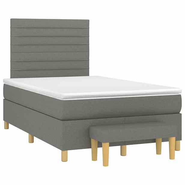 vidaXL Box spring postel s matrací tmavě šedá 120x190 cm textil