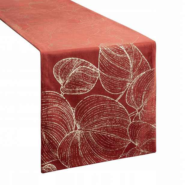 Běhoun Na Stůl 35x140 Velvetový Listy