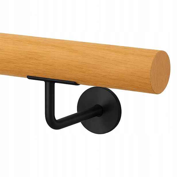 Dřevěná Zábradlí Černá Na Schody, Nástěnná Buková 120 cm Ø42 MM Na Dvojzávit