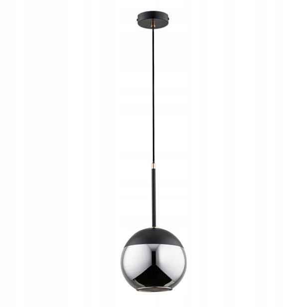 Moderní závěsná lampa černá chromovaná skleněná koule 20 cm do ložnice Alfa