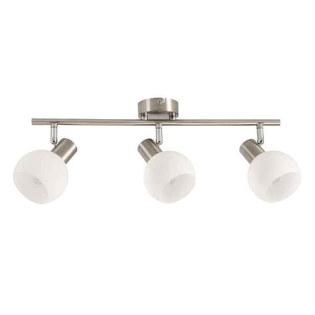 NOVO lampa sufitowa listwa satyna nikiel 3x40W E14 klosz biały