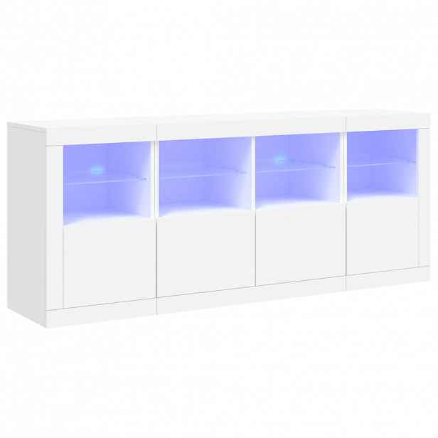 vidaXL Příborník s LED osvětlením bílý 163 x 37 x 67 cm