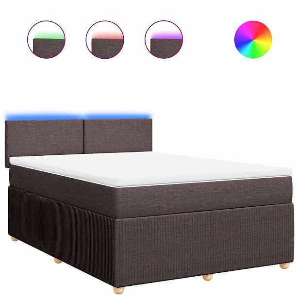 vidaXL Box spring postel s matrací tmavě hnědá 140x190 cm textil