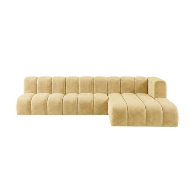 Kaiser Möbel SEDACÍ SOUPRAVA Modulární Ve Tvaru L, Sametová Látka Riviera, Máslově Žlutá, Pravá, GRAND 295 cm