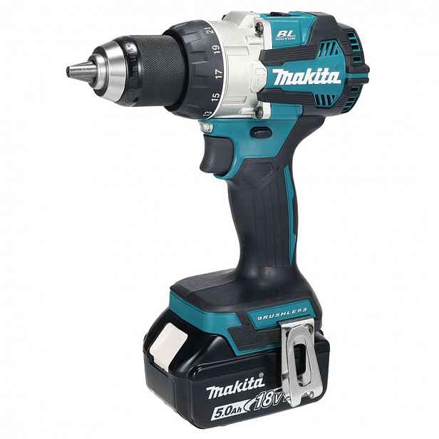 Makita - 18V AKU vrtací šroubovák s příklepem, 2x aku 5,0 Ah, nabíječka DHP489RTJ