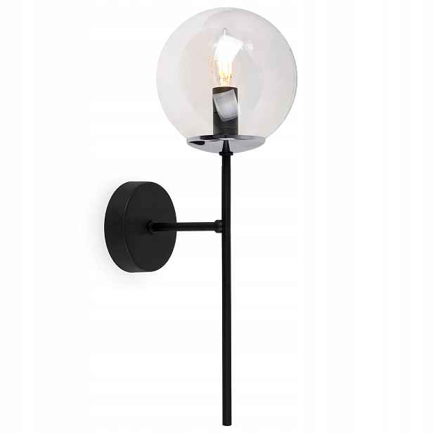 Nástěnná Lampa Černá Chrom Lampa Do Kuchyně Koupelny Skleněná Koule Loft E14