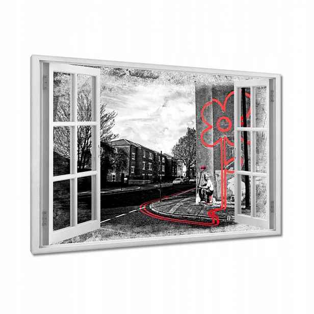 Obrazy 90x60 Banksy Červená květina