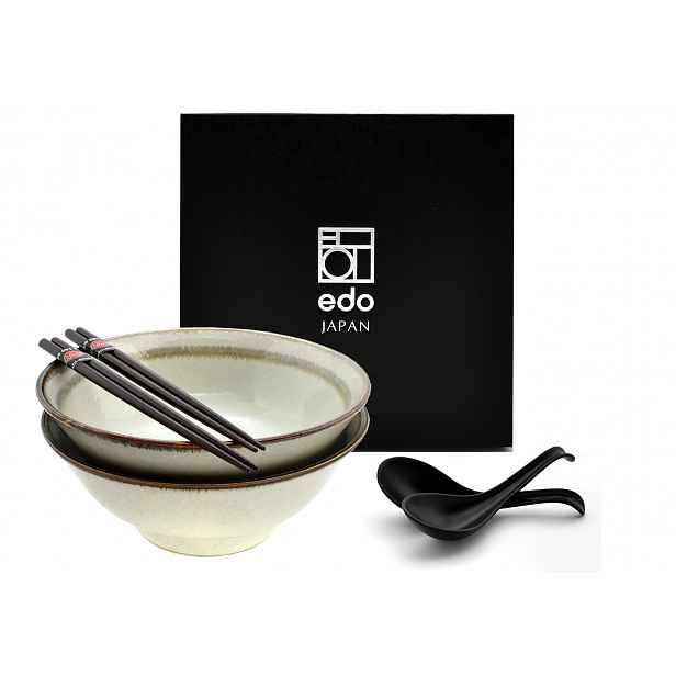 Sada 2 misek s lžícemi a paličkami Ramen Wasabi 22 cm 1100 ml Box