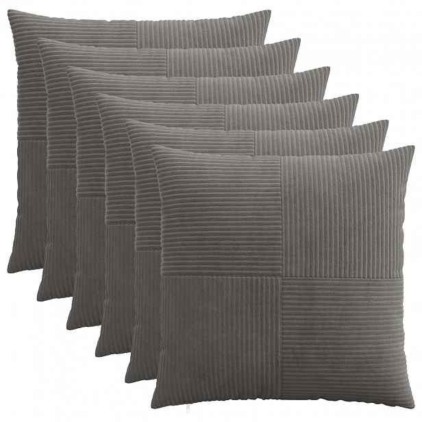 vidaXL Povlak na polštář 6 pcs ALMELO Tmavě šedá 70 x 70 cm manšestr