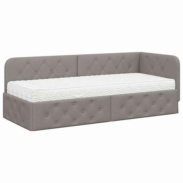 vidaXL Rohový rám postele Taupe 80 x 200 cm textil
