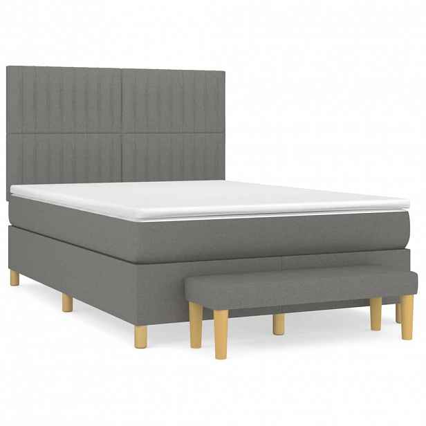 vidaXL Box spring postel s matrací tmavě šedá 140x200 cm textil