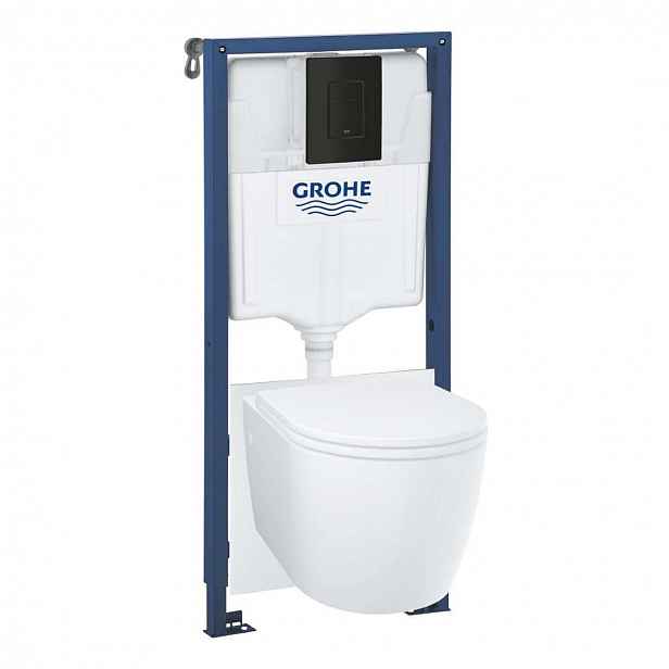 Grohe Start Round - Set předstěnové instalace, klozetu Start Round, sedátka Softclose a tlačítka Even, matná černá 103847SH00