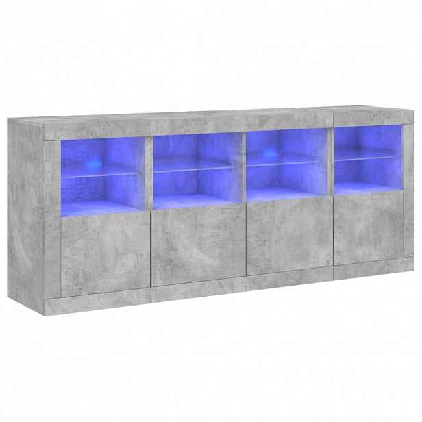 vidaXL Příborník s LED osvětlením betonově šedý 163 x 37 x 67 cm