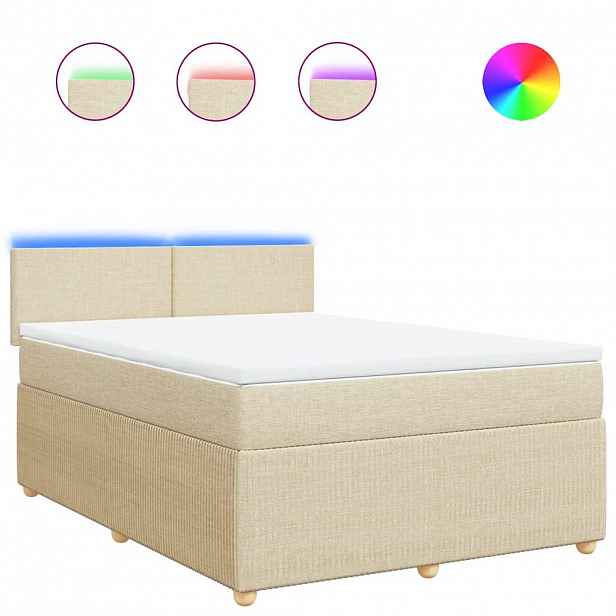 vidaXL Box spring postel s matrací krémová 140x190 cm textil