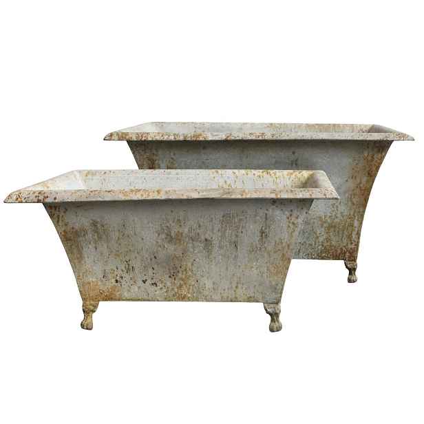 2ks zelený kovový květináč s rezavou patinou Pattien - 76*47*45/ 64*33*31cm Chic Antique