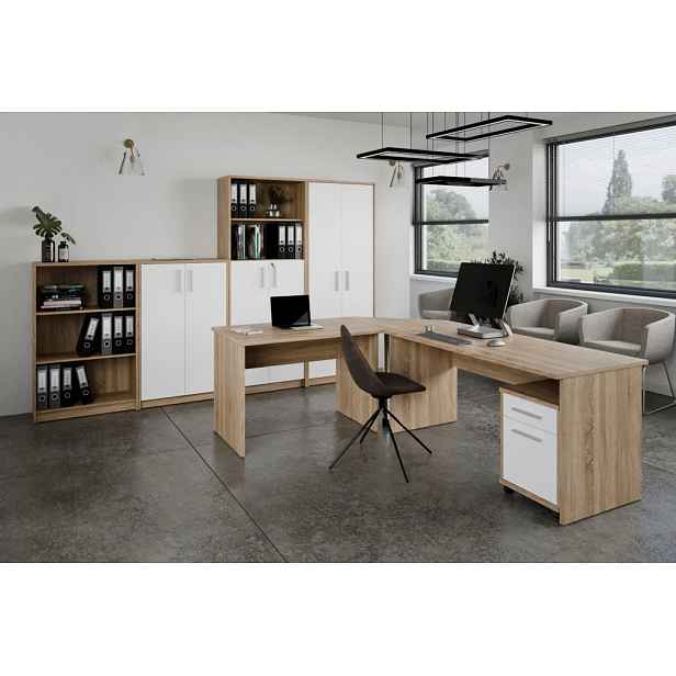Kancelářská sestava NEJBY GIANNI 11, dub sonoma/bílá