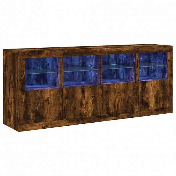 vidaXL Příborník s LED osvětlením kouřový dub 163 x 37 x 67 cm