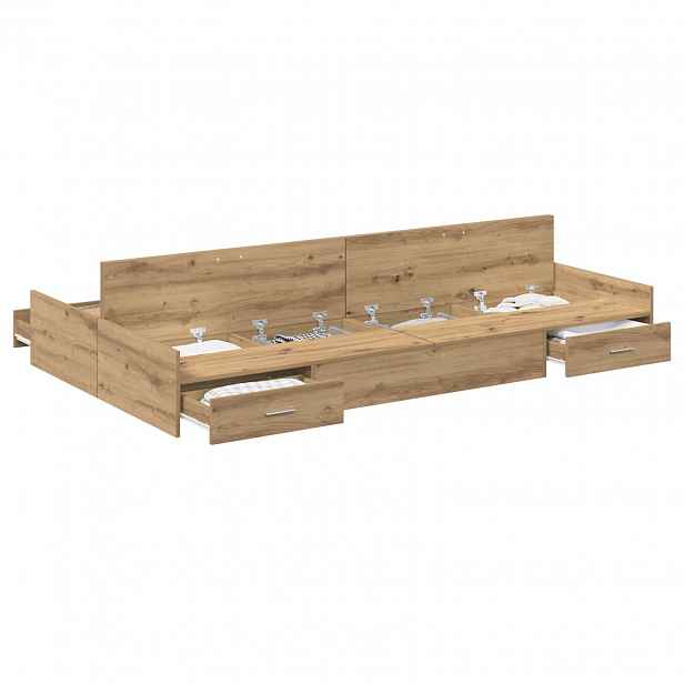 vidaXL Rám postele s úložným prostorem Artisanový dub 120 x 190 cm