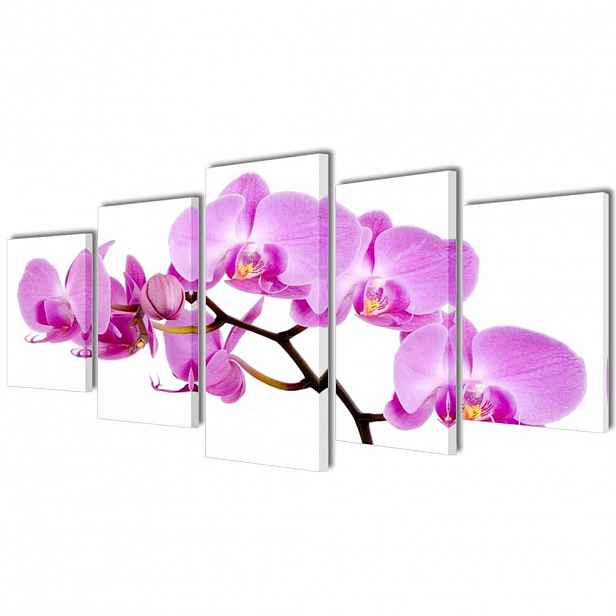 vidaXL Sada obrazů, tisk na plátně, orchidej, 200 x 100 cm