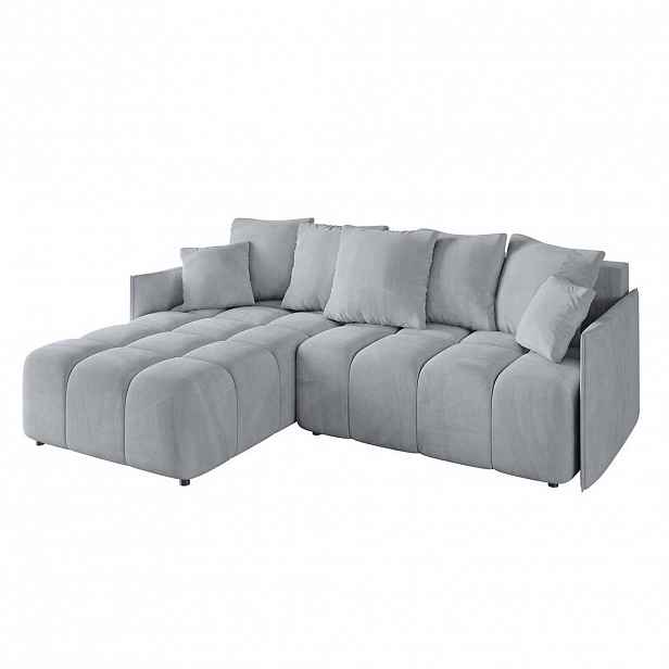ALTDECOR ROHOVÁ SEDAČKA s otomanem vlevo LONLI-L 251x189x68, titanová barva, velur
