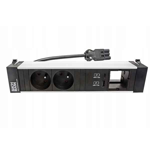 Bachmann Power FRAME,box pro 4 moduly,2x zás.CZ,zdroj 22W(USB A+C),1x volné