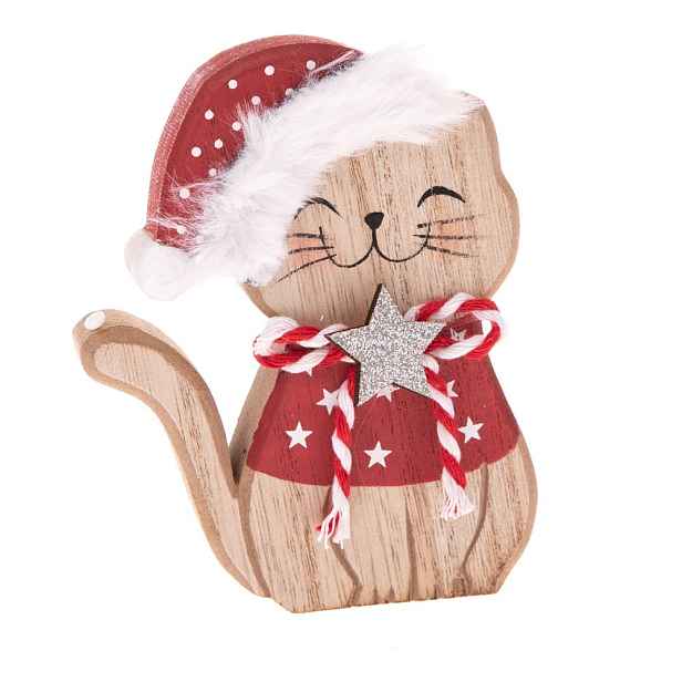 Dřevěná vánoční figurka (výška 11 cm) Happy Cat – Dakls